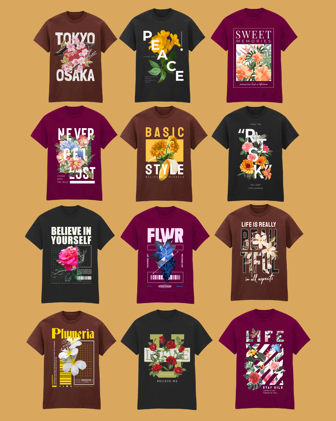 Adults FLWR Floral Graphic TShirt