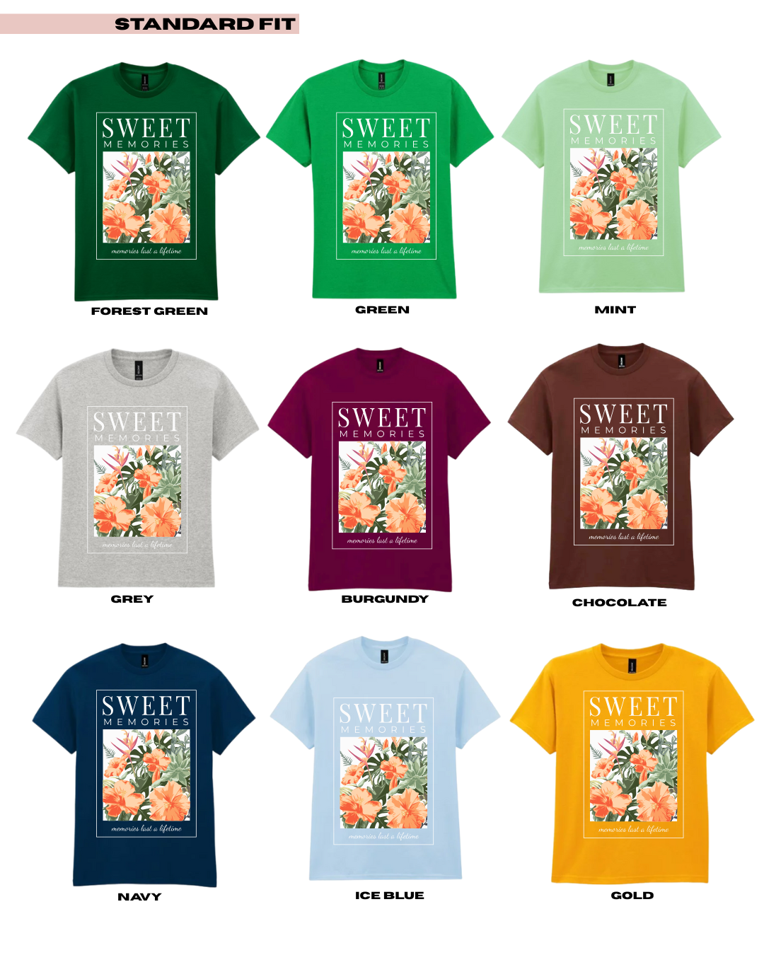 Adults SWEET MEMORIES Floral Graphic TShirt