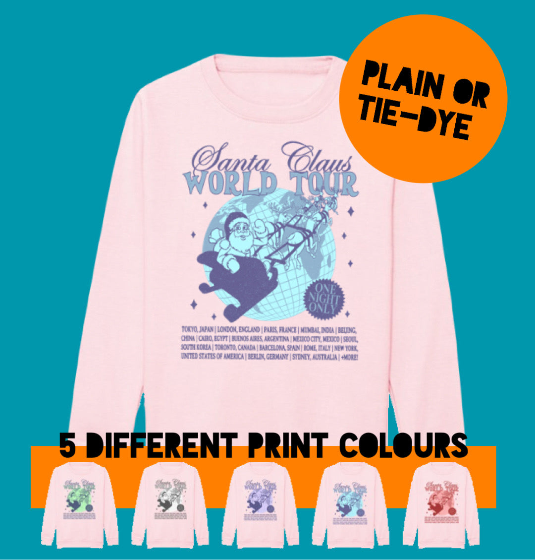 Adults LIGHT PINK Santa World Tour Sweatshirt