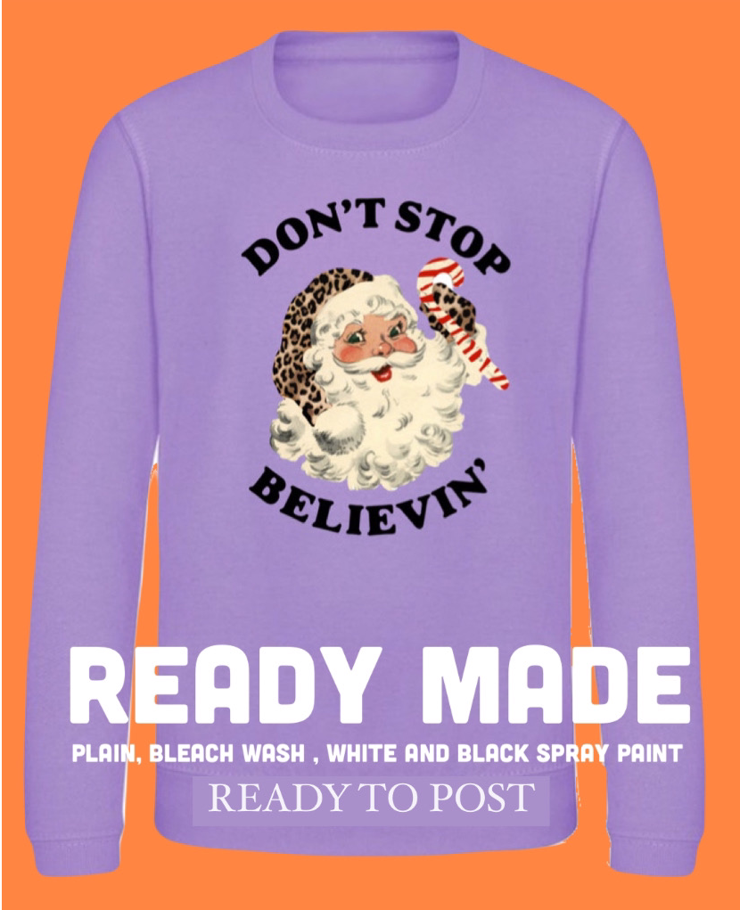 Kids READY MADE Don’t Stop Believin’ Sweatshirt in LAVENDER