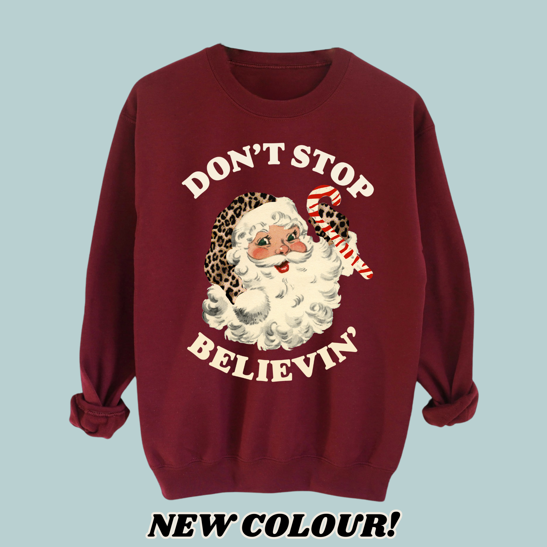 Kids BURGUNDY Don’t Stop Believing Sweatshirt