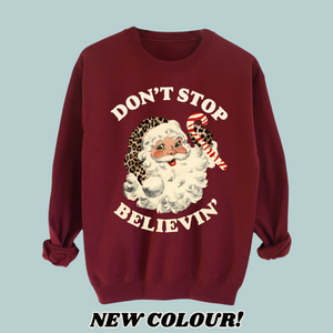 Kids BURGUNDY Don’t Stop Believing Sweatshirt