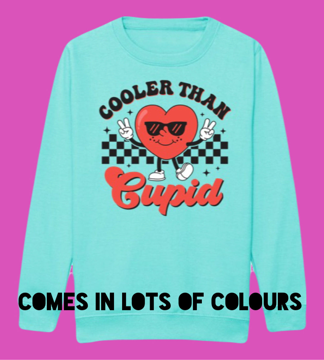 Adults COOLER THAN CUPID Cute Retro Sweatshirt