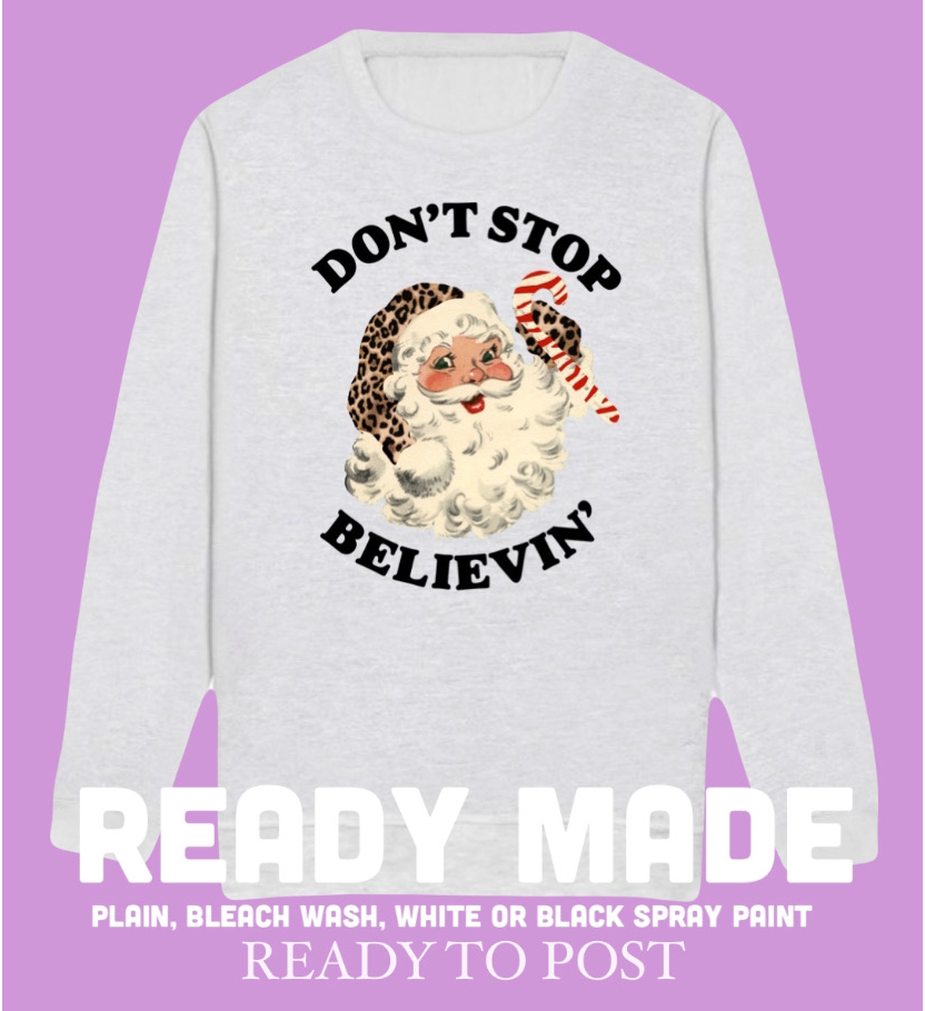 Kids READY MADE Don’t Stop Believin’ Sweatshirt in GREY