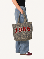 Load image into Gallery viewer, Custom Birth Year Leopard Print Tote
