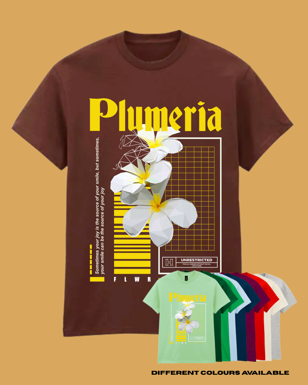 Adults PLUMERIA Floral Graphic TShirt