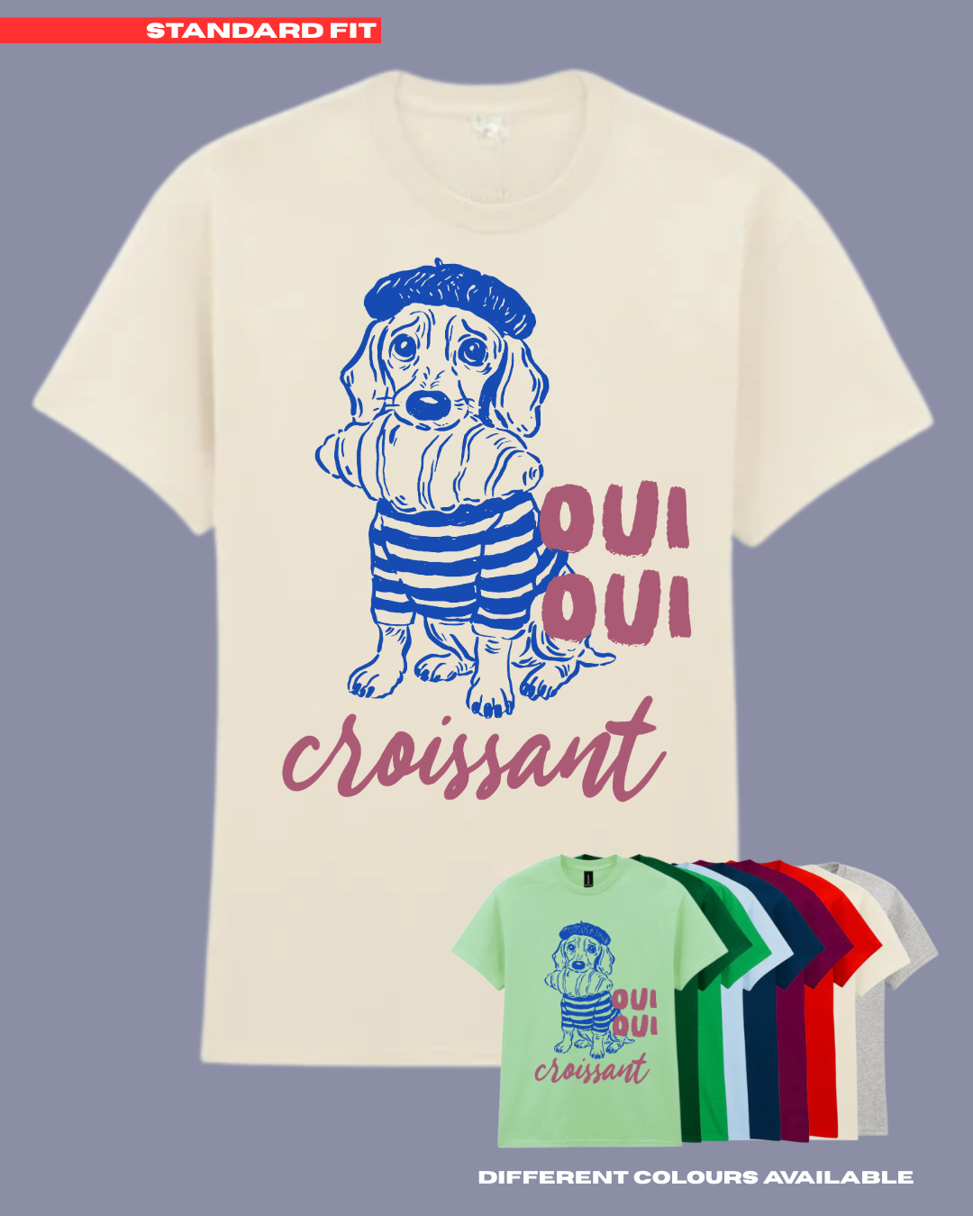 ADULTS Oui Oui Croissant TShirt  - STANDARD FIT