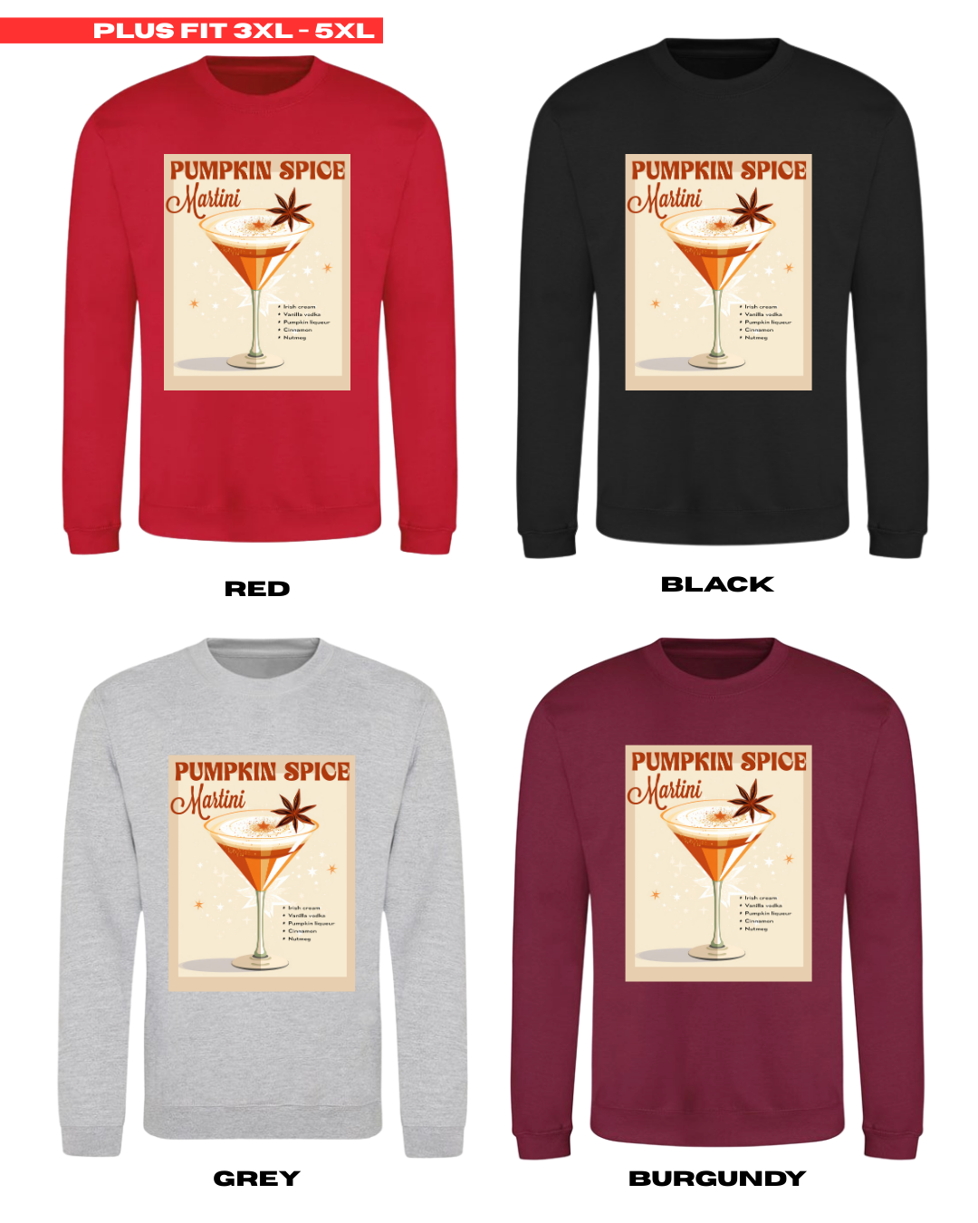 ADULTS Pumpkin Spice Martini Jumper - PLUS FIT