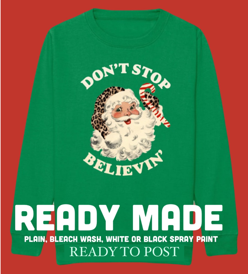 Kids READY MADE Don’t Stop Believin’ Sweatshirt in GREEN