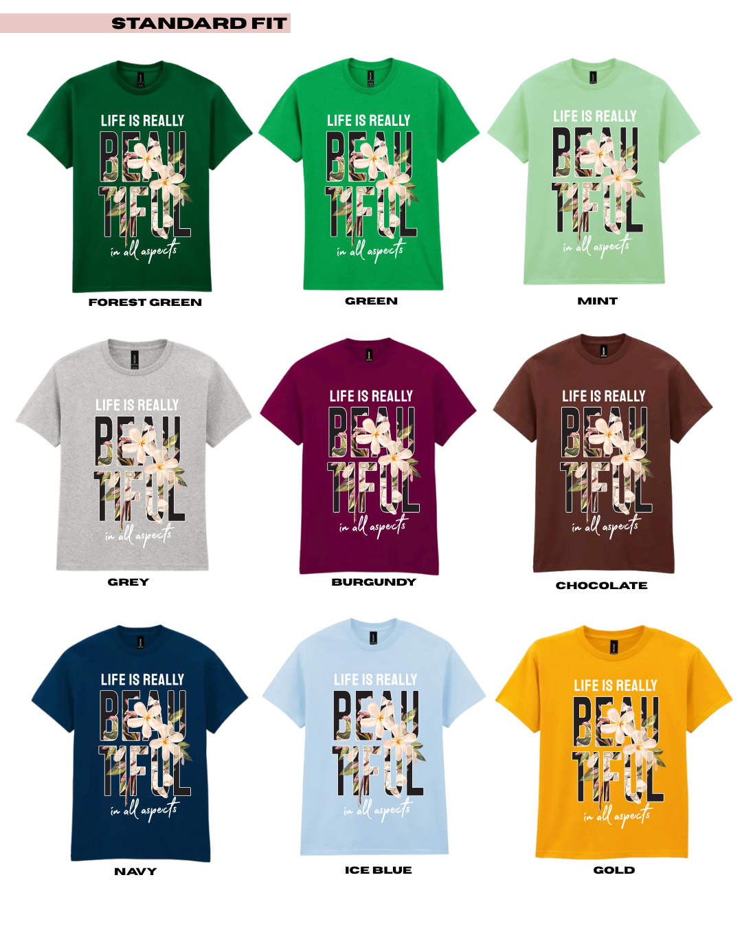 Adults LIFE IS REALLY BEAUTIFUL Floral Graphic TShirt