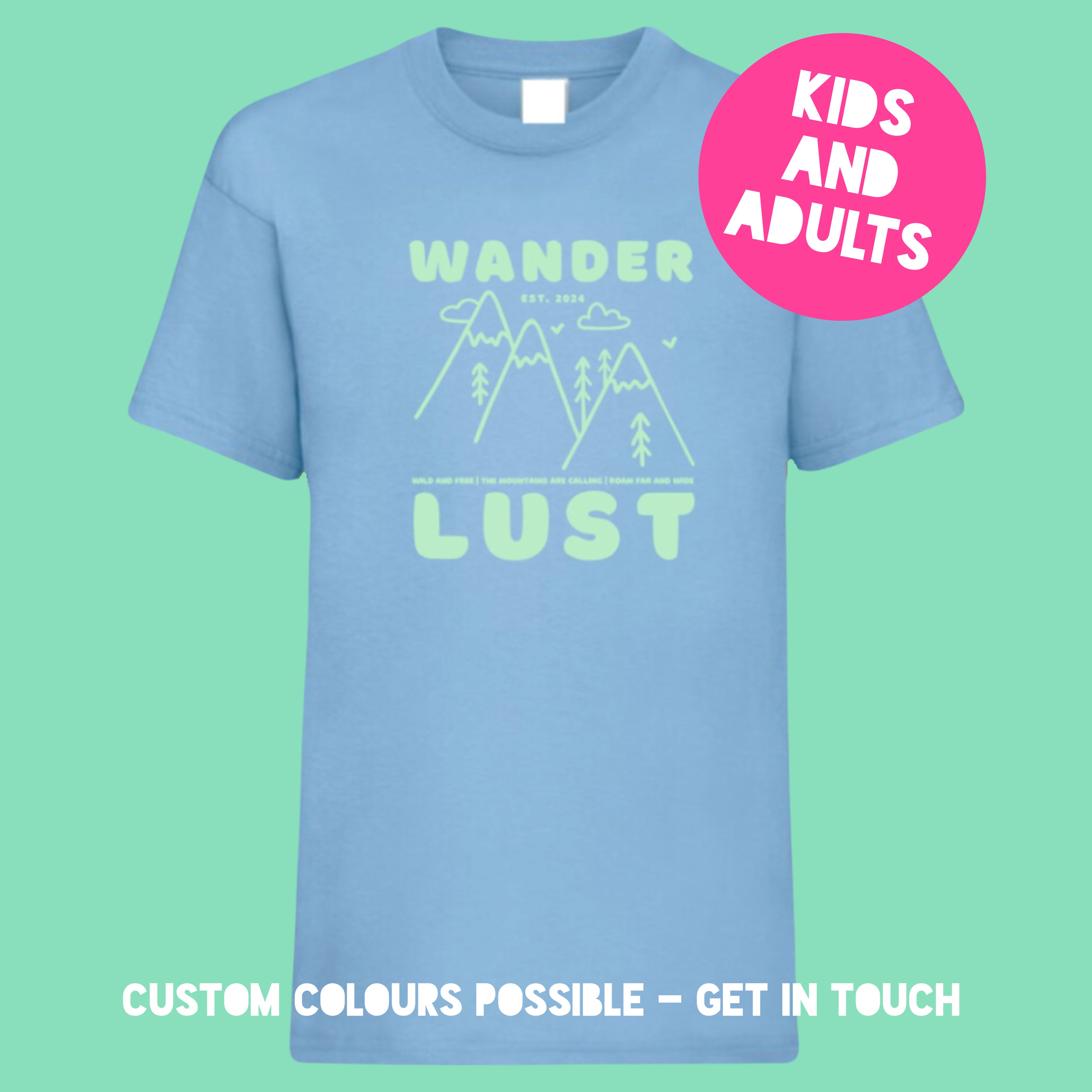 Adults WANDER LUST Light Blue T-Shirt