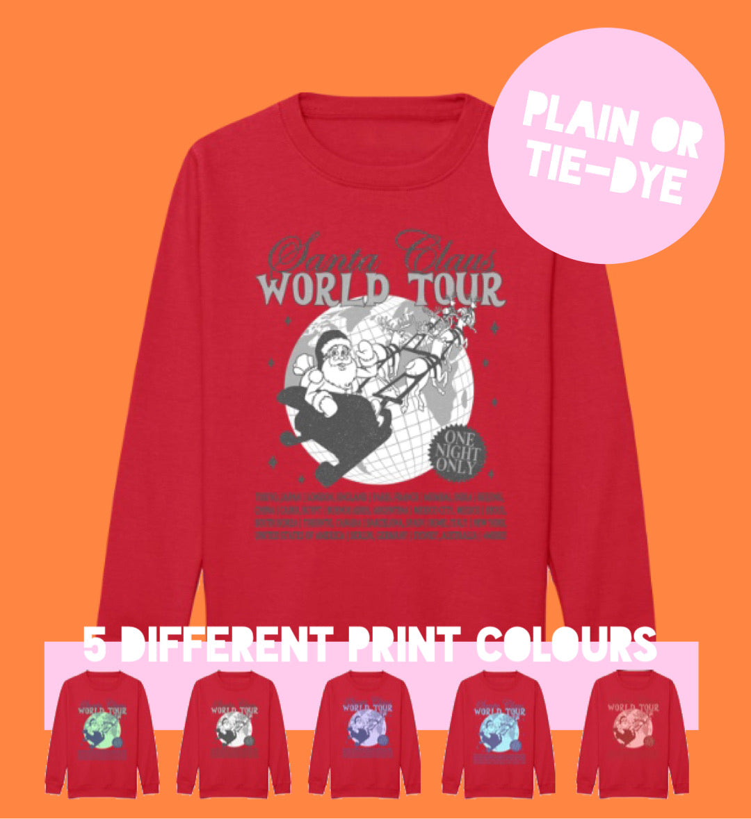 Kids BRIGHT RED Santa World Tour Sweatshirt