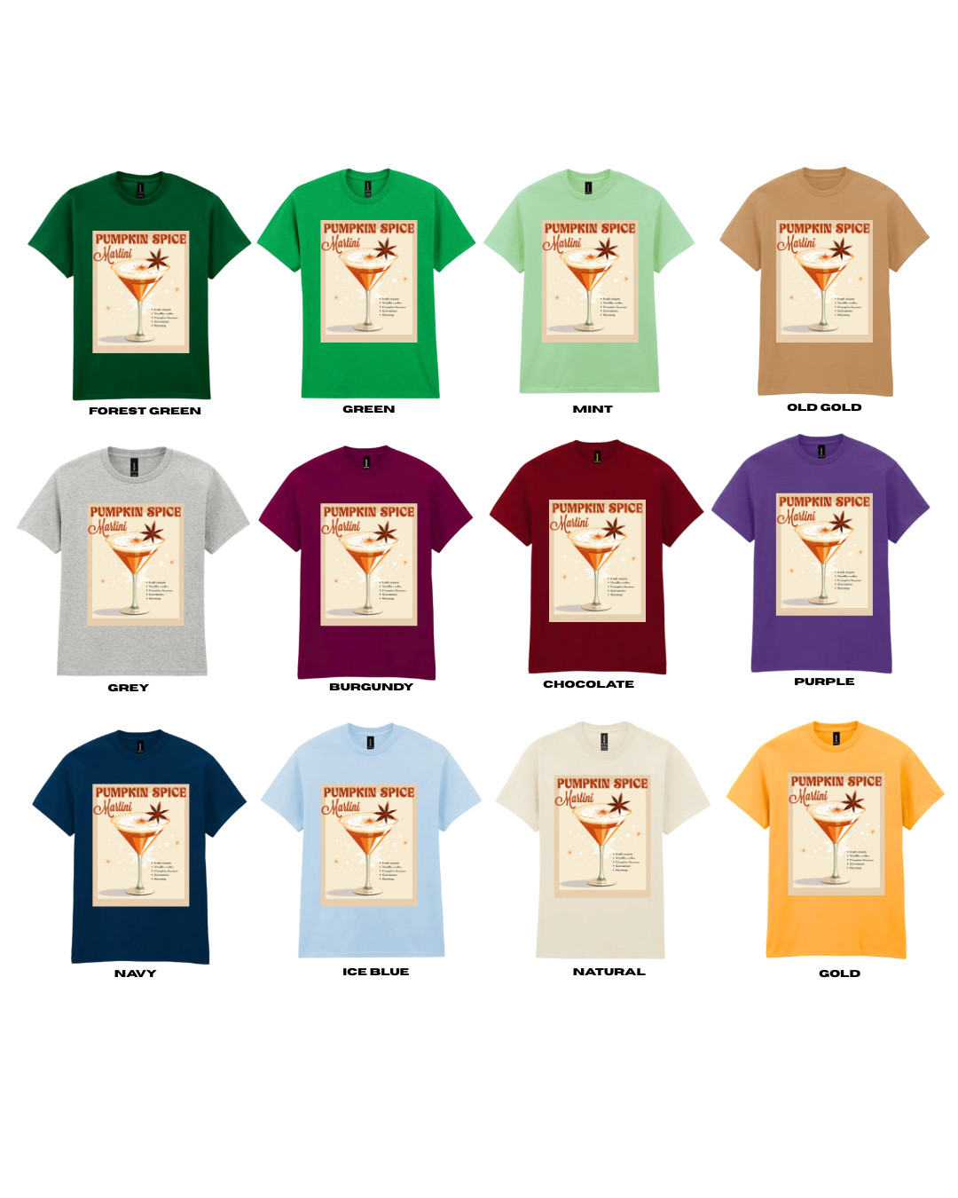 ADULTS Pumpkin Spice Martini TShirt  - STANDARD FIT