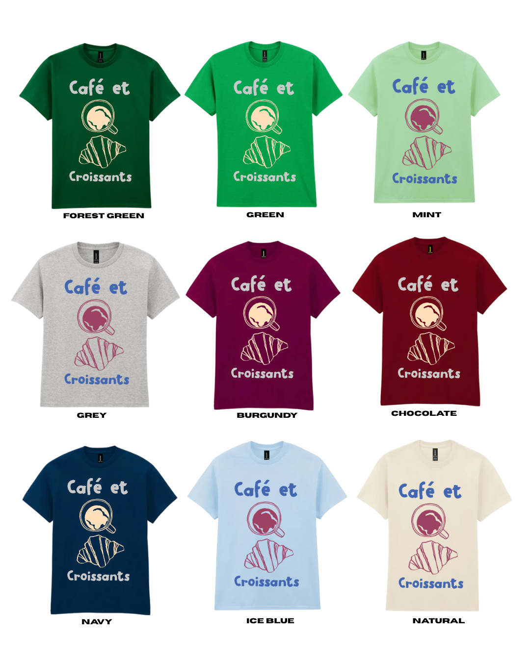 ADULTS Cafe Et Croissants TShirt  - STANDARD FIT