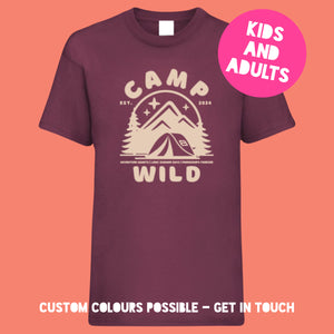 Adults CAMP WILD Burgundy T-Shirt