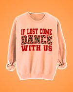 Load image into Gallery viewer, ADULTS IF LOST COME DANCE WITH US FESTIVAL SWEATSHIRT PEACH RED LEOPARD PRINT
