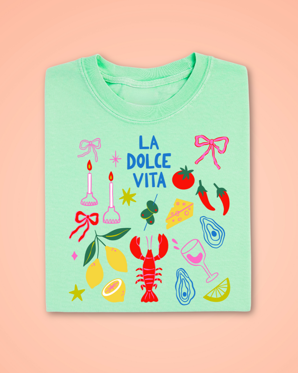ADULTS LA DOLCE VITA CUTE RETRO SUMMER TSHIRT