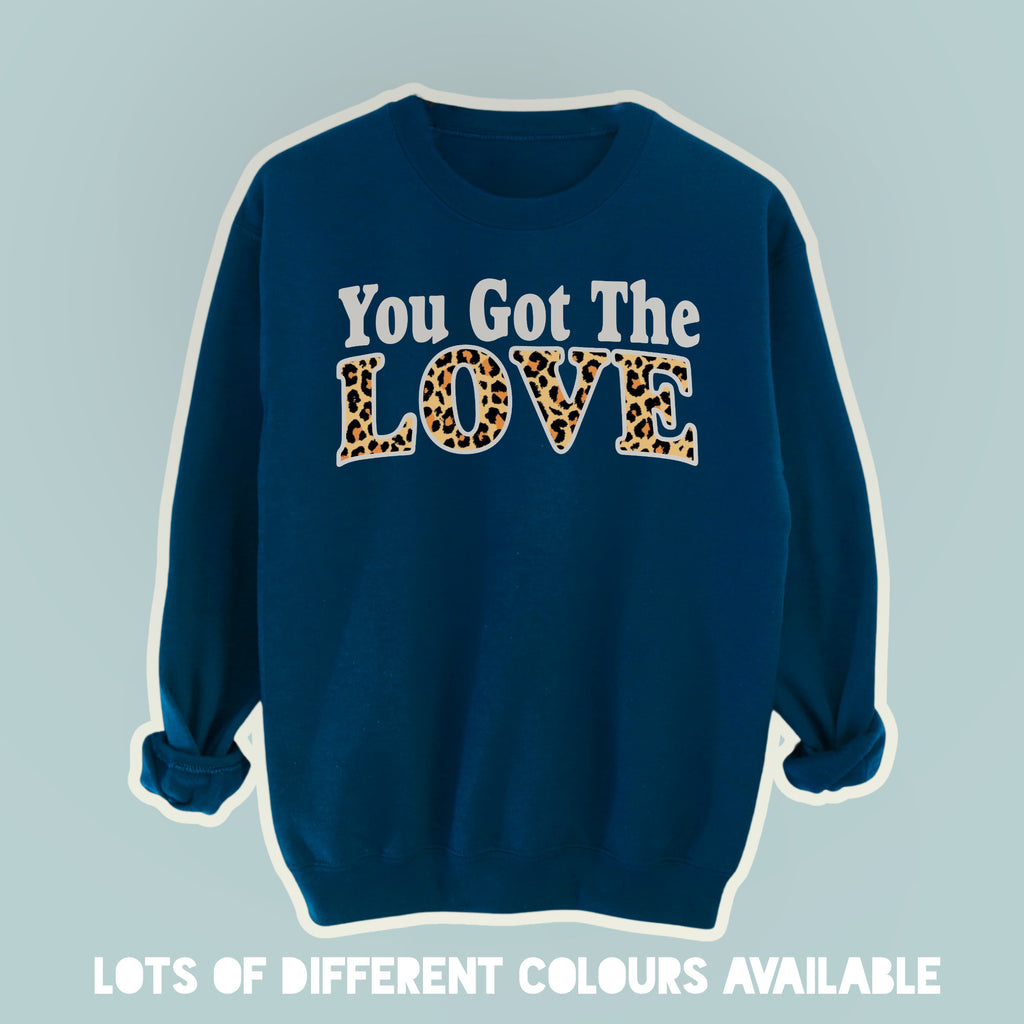 ADULTS YOU GOT THE LOVE SWEATSHIRT NAVY LEOPARD PRINT