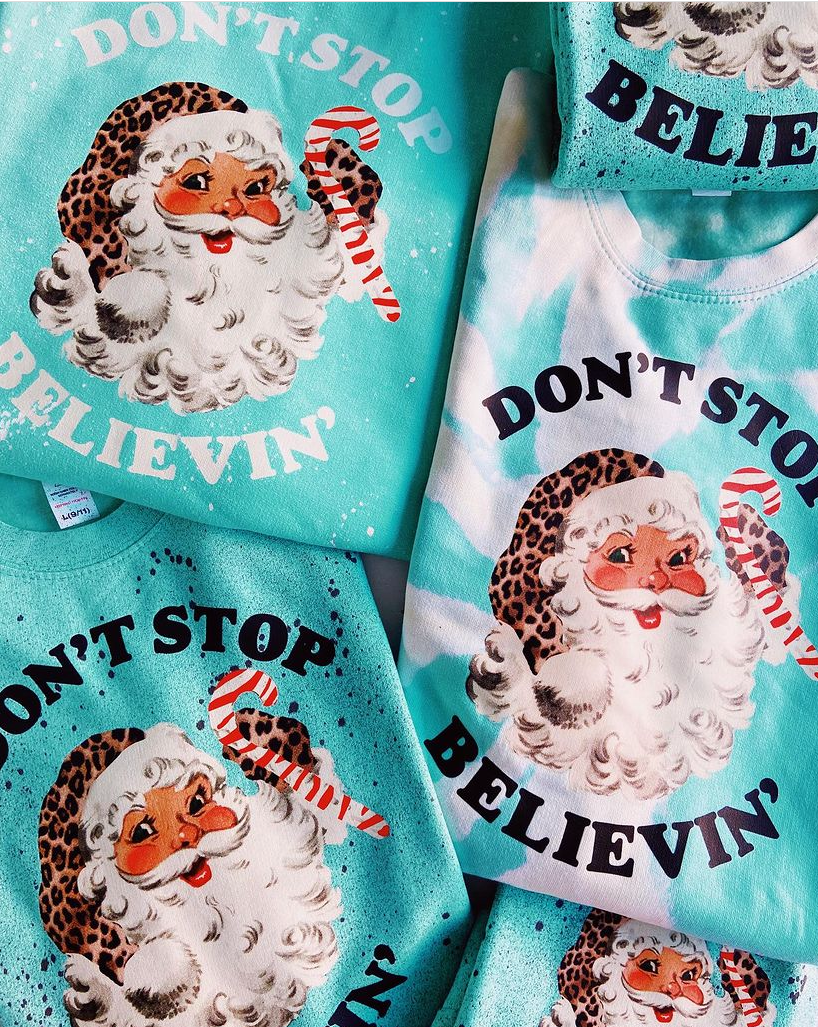 Kids READY MADE Don’t Stop Believin’ Sweatshirt in PEPPERMINT