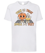 Load image into Gallery viewer, Kids TRICK OR TREAT SMELL MY FEET T Shirt
