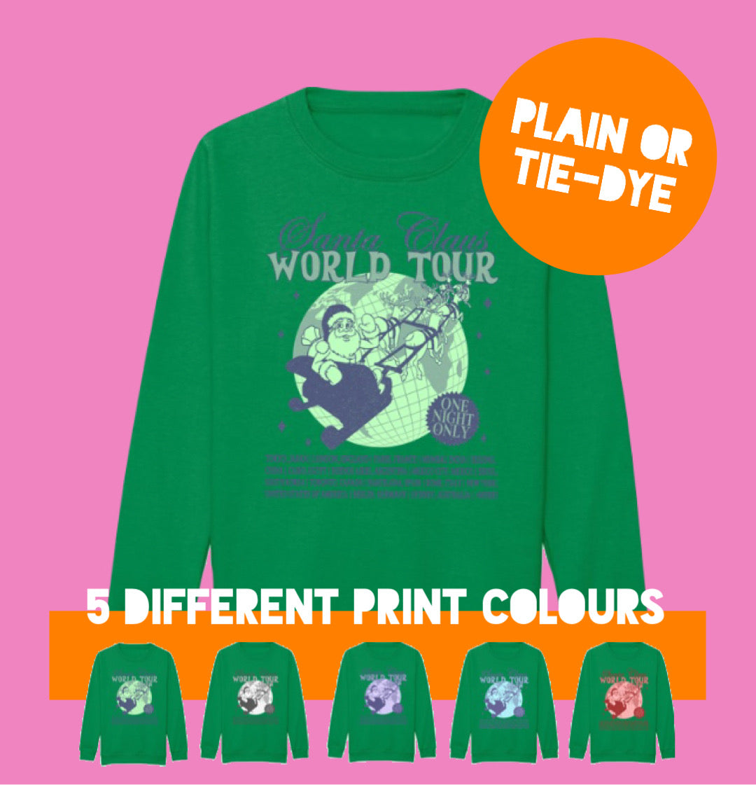 Adults BRIGHT GREEN Santa World Tour Sweatshirt