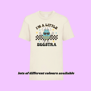 KIDS RETRO T SHIRT I'M A LITTLE EGGSTRA EASTER EGG HUNT