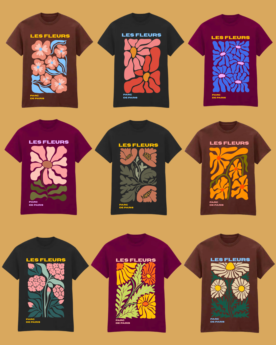 Adults LES FLEURS #9Abstract Floral TShirt