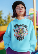 Load image into Gallery viewer, Kids ROLLING WITH MY EGGS EASTER Sweatshirt
