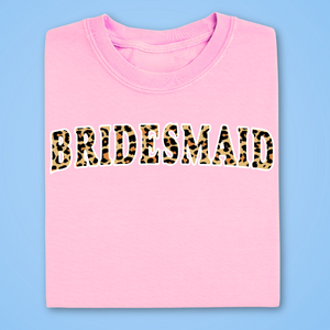 bridesmaid leopard print tshirt wedding hen do pink