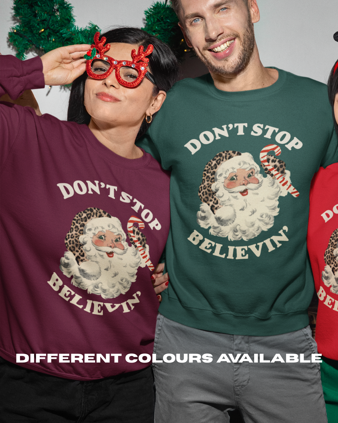 ADULTS Don't Stop Believin' Christmas Jumper  - PLUS FIT