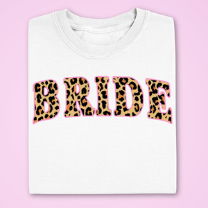white pink leopard print bride hen do wedding engagement tshirt